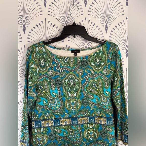 Talbots Green Sheath Dress with Cuffed 3/4 Sleeves STRETCH WOMENS SIZE 8 - Picture 9 of 9